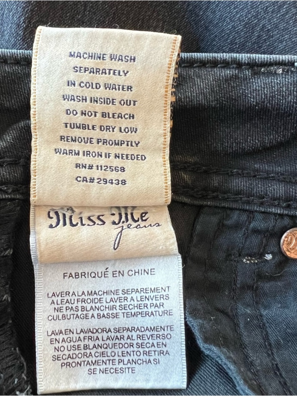 Miss Me Skinny Bling Jeans Women’s 29 Low Rise Faded Black Stretch 30” Inseam - Picture 8 of 14